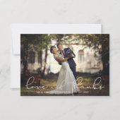 Moderne Script LOVE and BEDANKT Photo Wedding (Voorkant)