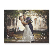 Moderne Script LOVE and BEDANKT Photo Wedding