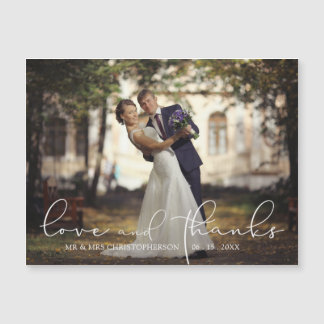 Moderne Script LOVE and BEDANKT Photo Wedding