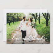 Moderne Script Love and Bedankt Wedding Photo (Voorkant)