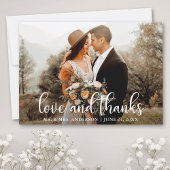 Moderne Script Love and Bedankt Wedding Photo