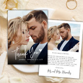 Moderne Script Love Heart 2 Foto Huwelijks Dankjew Notitiekaartje