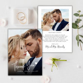 Moderne Script Love Heart 2 Foto Huwelijks Dankjew Notitiekaartje