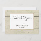 Moderne Script Love Heart Trouwkaart Plat Bedankt (Voorkant)