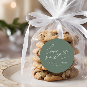 Moderne Script Love Is Sweet Huwelijk Ronde Sticker