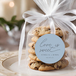 Moderne Script Love Is Sweet Trouwjurk Ronde Sticker