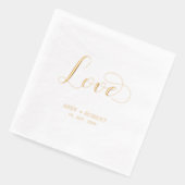 Moderne Script Love | Naam Koppel Aangepast Huweli Folie Servetten (Links)