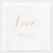 Moderne Script Love | Naam Koppel Aangepast Huweli Folie Servetten (Voorkant)