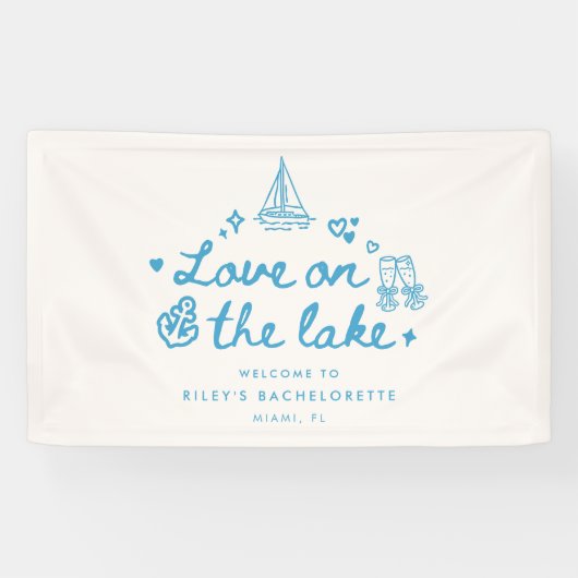 Moderne Script 'Love on the Lake' Meidenavondfeest Spandoek (Horizontaal)