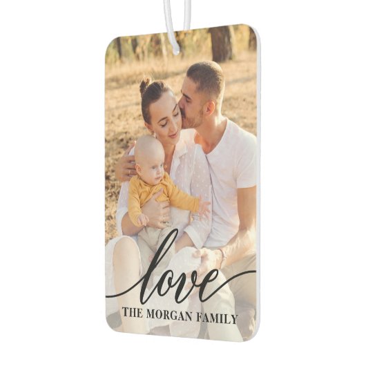 Moderne Script Love Personalized 2 Foto Luchtverfrisser (Links)