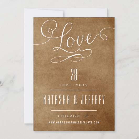 Moderne Script Love Romantic Photo Save the Date (Achterkant)
