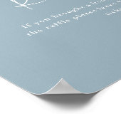 Moderne Script Luierspel Blauw Baby Shower Poster (Hoek)