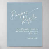 Moderne Script Luierspel Blauw Baby Shower Poster (Voorkant)