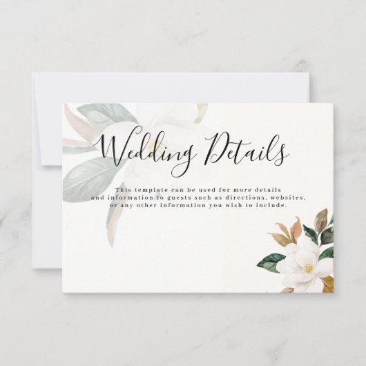 Moderne script magnolia bruiloft kaart (Voorkant)