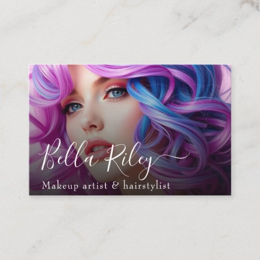 Moderne Script Make-up artiest & haarstylist QR Co Visitekaartje (Voorkant)