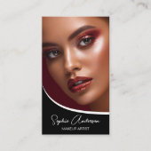 Moderne Script Make-up Artiest Zwart en Wit Visitekaartje (Voorkant)