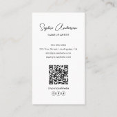 Moderne Script Make-up Artist Custom Photo QR Visitekaartje (Achterkant)