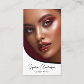 Moderne Script Make-up Artist Custom Photo QR Visitekaartje (Voorkant)