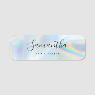 Moderne Script Make-up Beautician Holographic Naamplaatje