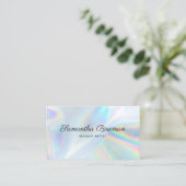 Moderne Script Makeup Artist Faux Holographic Visitekaartje (Staand voorkant)