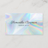 Moderne Script Makeup Artist Faux Holographic Visitekaartje (Voorkant)