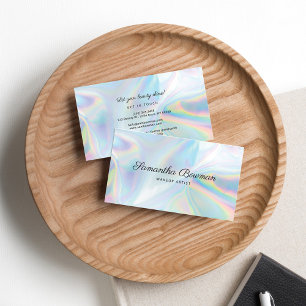 Moderne Script Makeup Artist Faux Holographic Visitekaartje