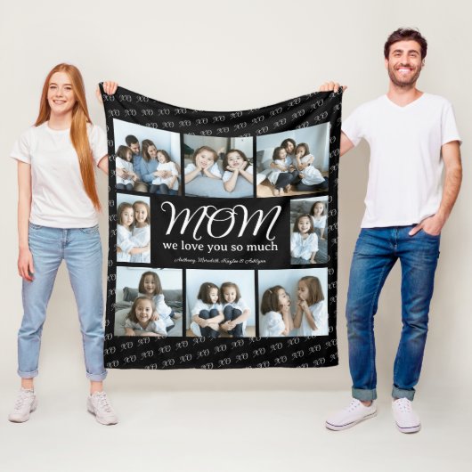 Moderne Script Mama We houden van je Fotocollage X Fleece Deken (In situ)