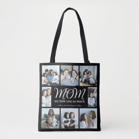 Moderne Script Mama We houden van je Fotocollage X Tote Bag (Voorkant)
