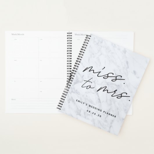 Moderne script marmer Miss naar Mrs. bruiloft Planner (Display)