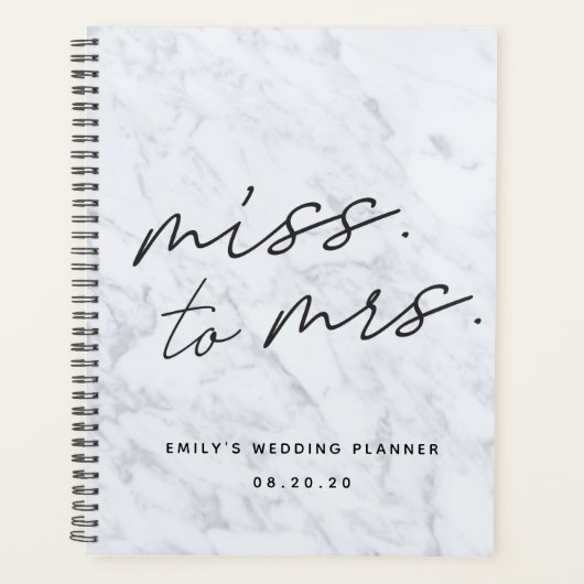 Moderne script marmer Miss naar Mrs. bruiloft Planner (Voorkant)