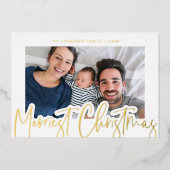 Moderne script, meest aantrekkelijke kerstfoto Gol Folie Feestdagenkaart (Voorkant)