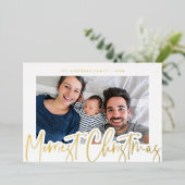 Moderne script, meest aantrekkelijke kerstfoto Gol Folie Feestdagenkaart (Staand Voorkant)