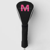 Moderne Script Meisjesachtige Roze Monogram Naam Golfheadcover (Voorkant)