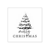 Moderne Script Merry Kerstboom Rubberstempel (Afrduk)