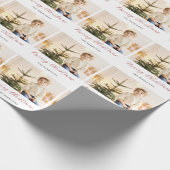 Moderne Script Merry-kerstfoto Cadeaupapier (Hoek)