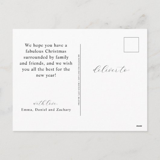 Moderne Script Merry-kerstfoto Feestdagenkaart (Achterkant)