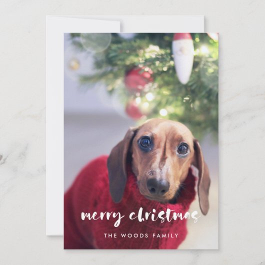 Moderne Script Merry-kerstfoto Feestdagenkaart (Voorkant)