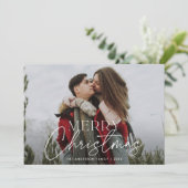 Moderne Script Merry-kerstfoto Feestdagenkaart (Staand voorkant)