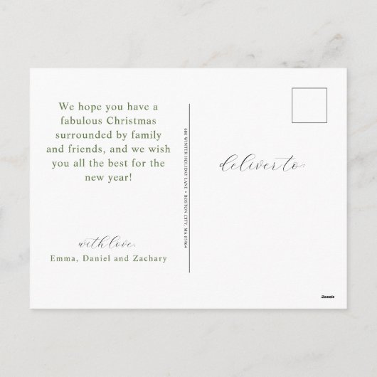 Moderne Script Merry-kerstfoto Feestdagenkaart (Achterkant)