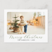 Moderne Script Merry-kerstfoto Feestdagenkaart (Voorkant)