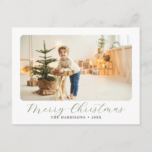 Moderne Script Merry-kerstfoto Feestdagenkaart (Voorkant)