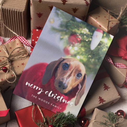 Moderne Script Merry-kerstfoto Feestdagenkaart