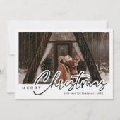 Moderne Script Merry-kerstfoto Feestdagenkaart (Voorkant)