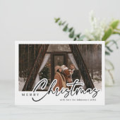 Moderne Script Merry-kerstfoto Feestdagenkaart (Staand voorkant)