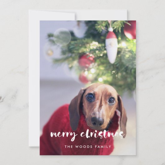 Moderne Script Merry-kerstfoto Feestdagenkaart (Voorkant)
