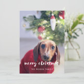 Moderne Script Merry-kerstfoto Feestdagenkaart (Staand voorkant)