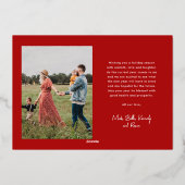 Moderne Script Merry-kerstfoto Folie Feestdagenkaart (Achterkant)