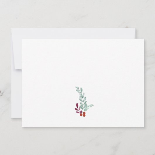 Moderne Script Merry Kerstmis Floral Lijst Foto Feestdagenkaart (Achterkant)