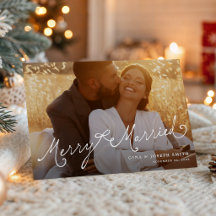 Moderne Script Merry Married Fotokaart