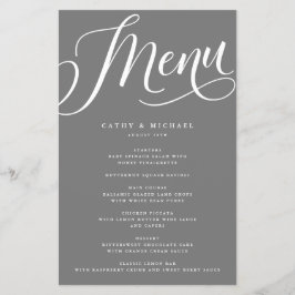 Moderne Script met Krullen, Grijs Papier Menu